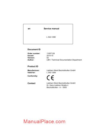 liebherr l542 1269 service manual page 1