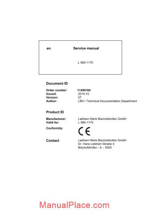 liebherr l580 1170 service manual page 1