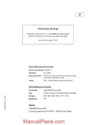 liebherr r904 c service manual polish page 1