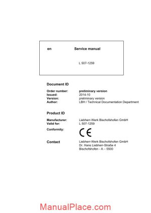 liebherr wheel loader l507 1259 service manual page 1