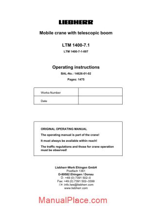 liebherrr mobile crane ltm 1400 7 1 operating instruction page 1