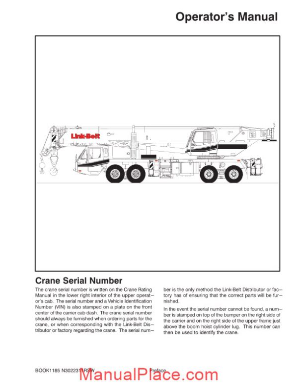 linkbelt 3k1 2587 1185 operators manual page 3