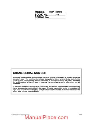 linkbelt crane model hsp 8018c shop manual page 1