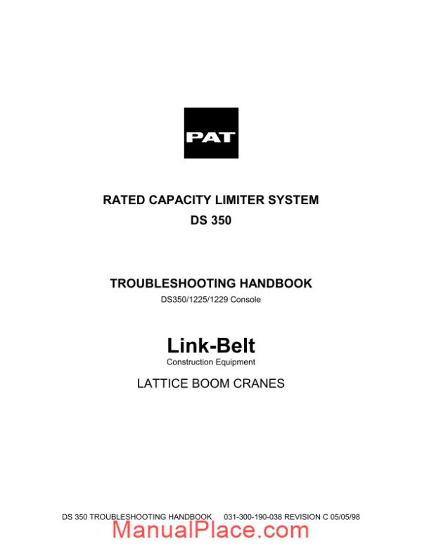 linkbelt ds 350 service page 1