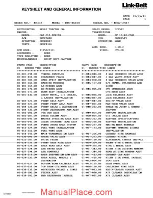 linkbelt n3k2 2587 parts manual page 1