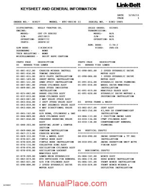 linkbelt r3k1 2005 parts manual page 1