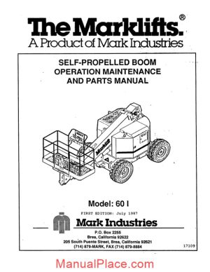 marklift self propelled boom operation maintenance and parts manual page 1