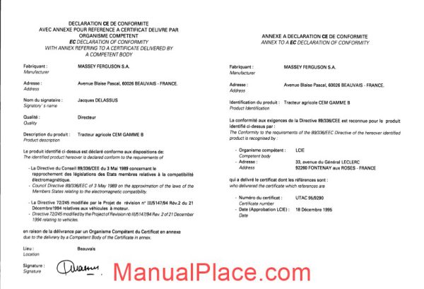 massey ferguson mf6100 series tractors operator instruction book page 1