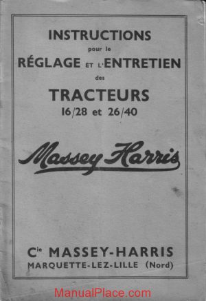 massey harris 16 28 et 24 30 livret instructions page 1