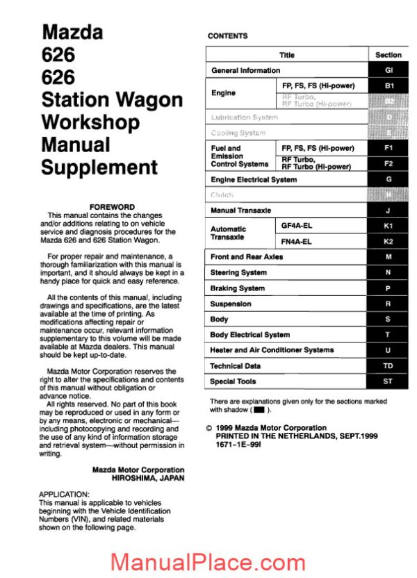 mazda 22 mazda 626 1998 2002 workshop manual page 3