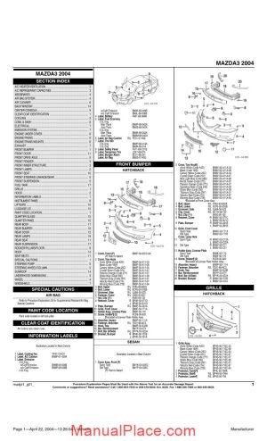 mazda 3 2004 parts catalogue page 1