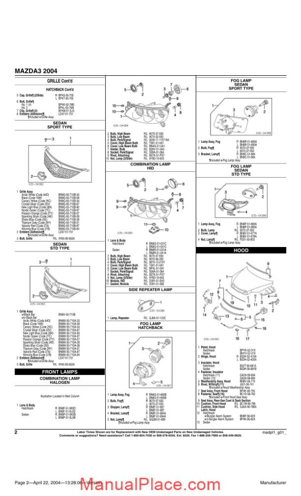mazda 3 2004 parts catalogue page 2