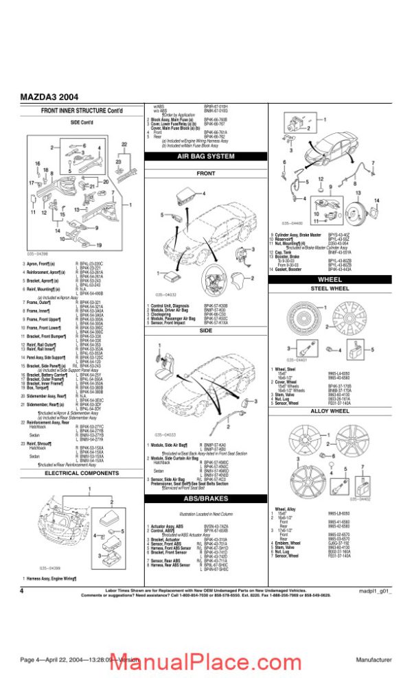 mazda 3 2004 parts catalogue page 4