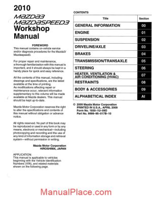 mazda 3 mazda speed 3 2nd gen workshop manual page 1