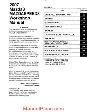mazda 3 mazdaspeed 3 workshop manual 2007 wwwmanual carorgua page 1