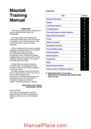 mazda 6 2002 training manual page 1