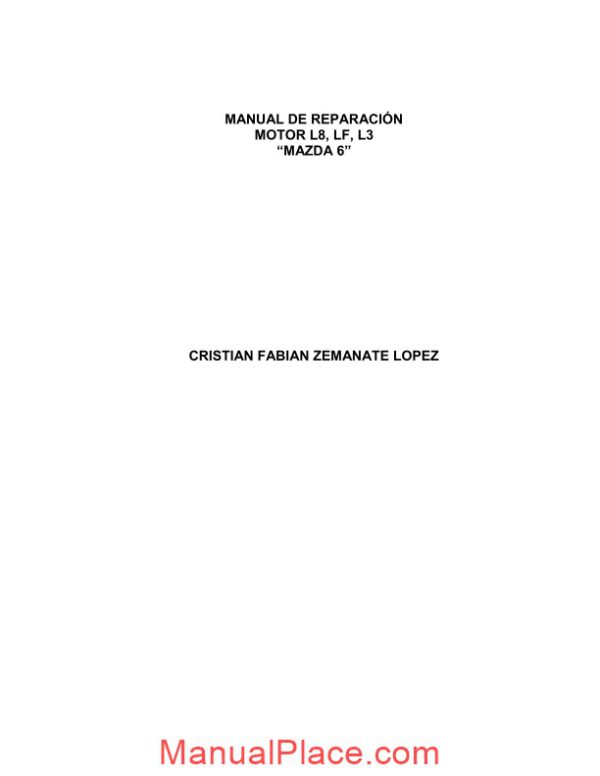 mazda 6 engine l8 lf l3 repair manual page 1