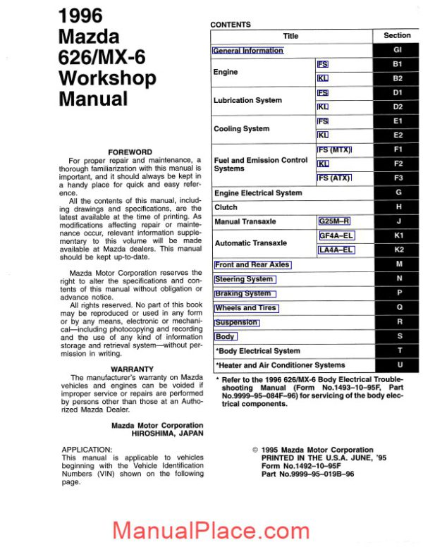 mazda 626 mx 6 workshop manual 1992 1997r en page 3