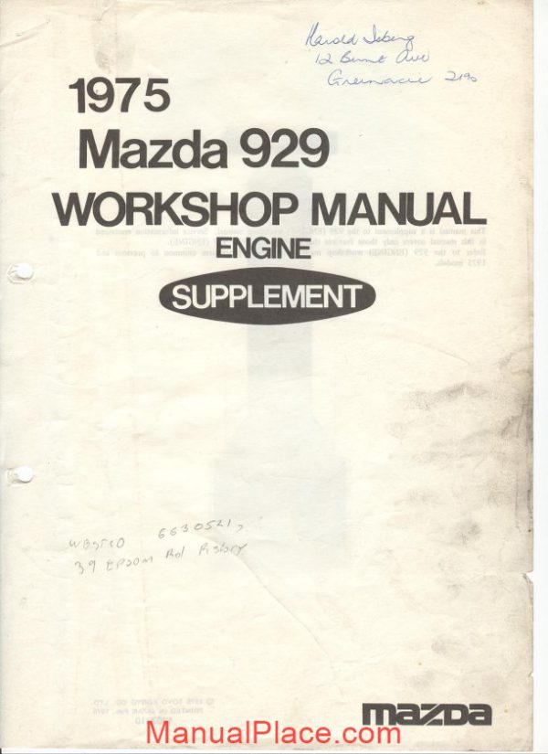 mazda 929 121 engine workshop manual page 2