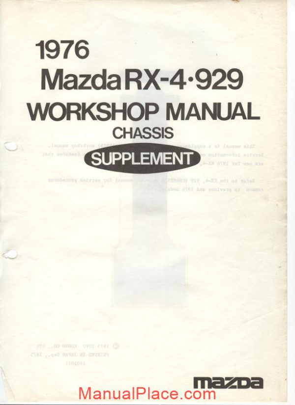 mazda 929 rx 4 chassis workshop manual page 2