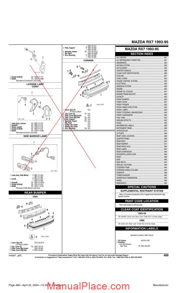 mazda rx 7 1993 1995 parts catalogue page 1