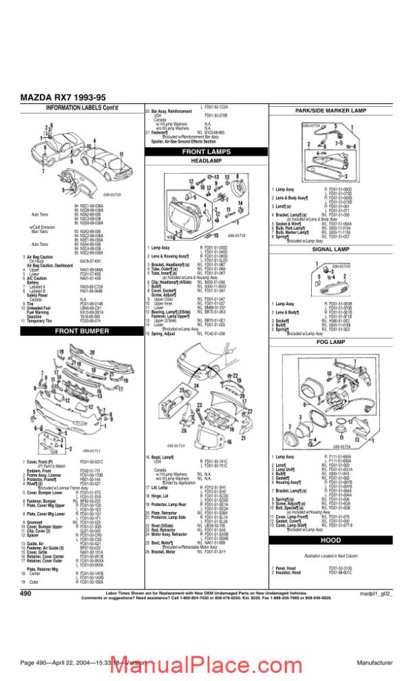 mazda rx 7 1993 1995 parts catalogue page 2