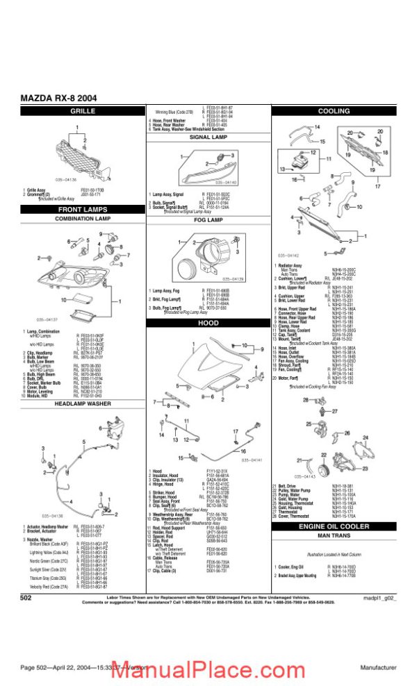 mazda rx 8 2004 parts catalogue page 2