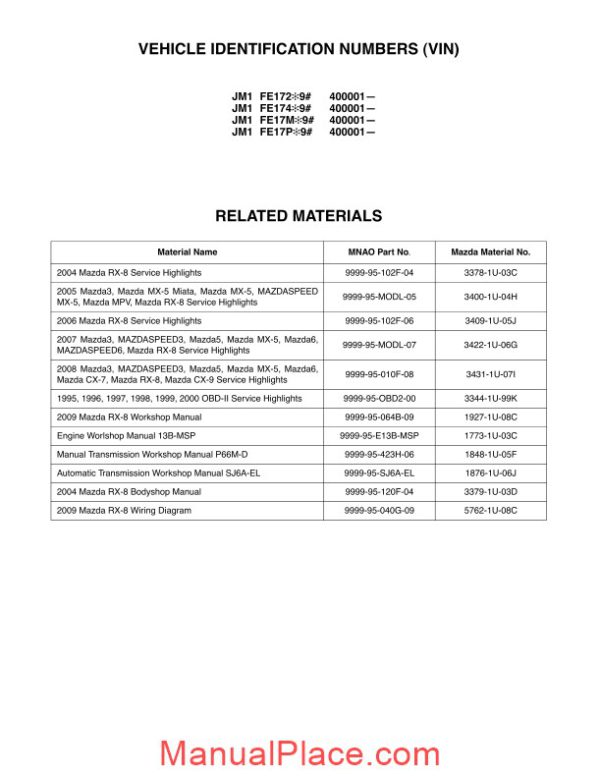 mazda rx 8 service highlight 2009 page 2