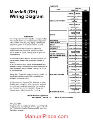 mazda6 gh wiring diagrams page 1