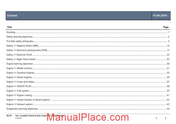 mercedes bens cars complete vehicle s class model 221 initial training page 3