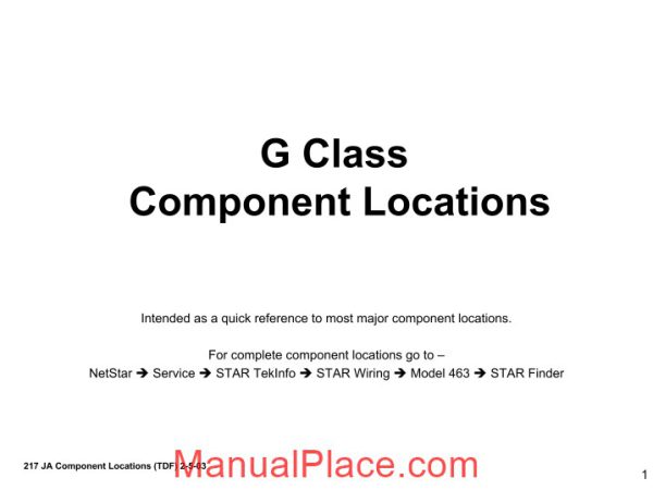 mercedes benz technical training 217 ja g class component locations page 1