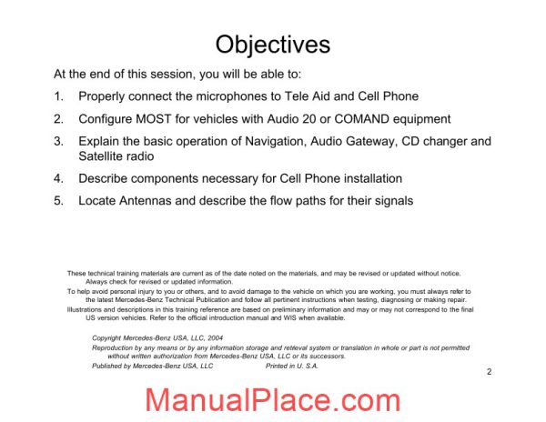 mercedes technical training 287 ho 02 audio communications crullg 08 02 04 page 2