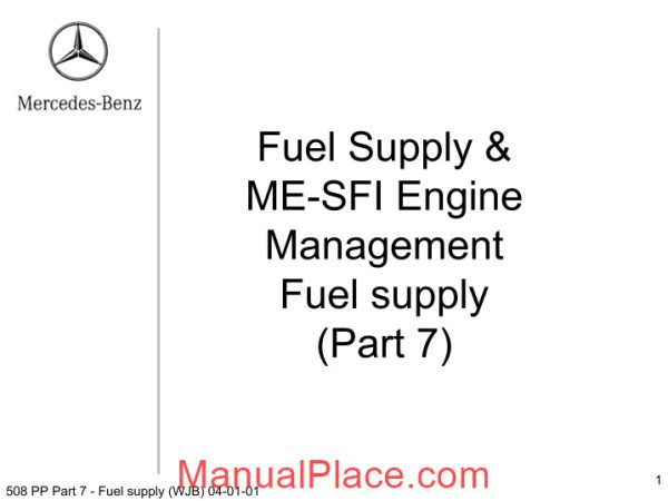 mercedes technical training ho part 07 fuel supply wjb page 1