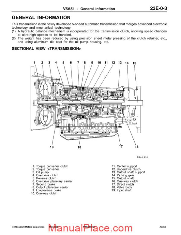 mitsubishi automatic transmission 5a51 service manual page 3