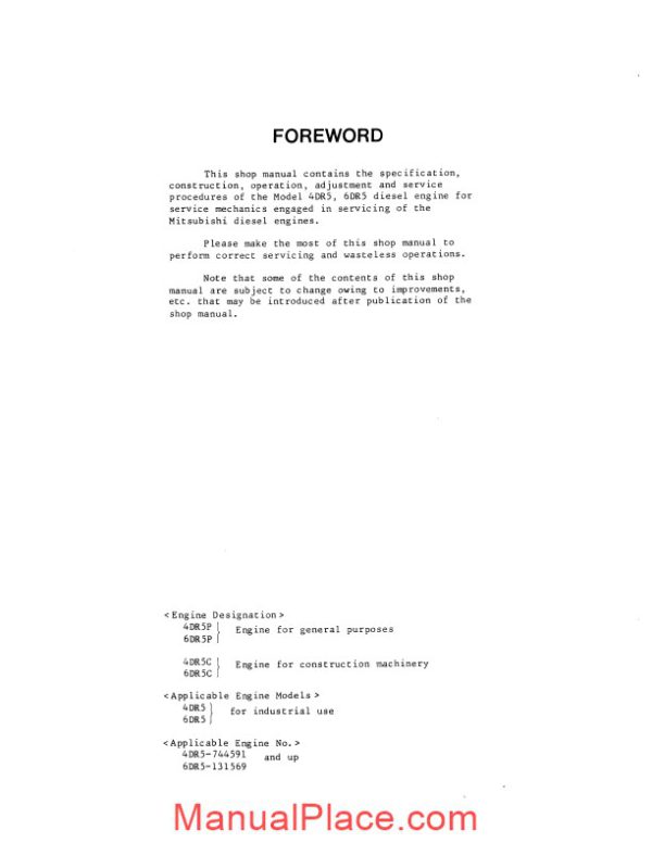 mitsubishi diesel dr engine page 3