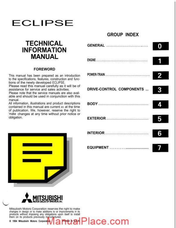 mitsubishi eclipse 2g service manual page 2