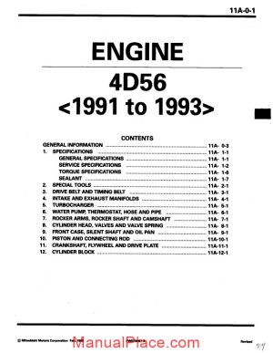 mitsubishi engine 4d56 1991 1993 workshop manual page 1