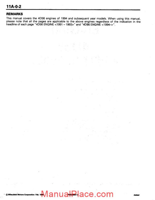 mitsubishi engine 4d56 1991 1993 workshop manual page 2