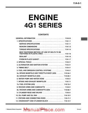 mitsubishi engine 4g1 series shop manual page 1