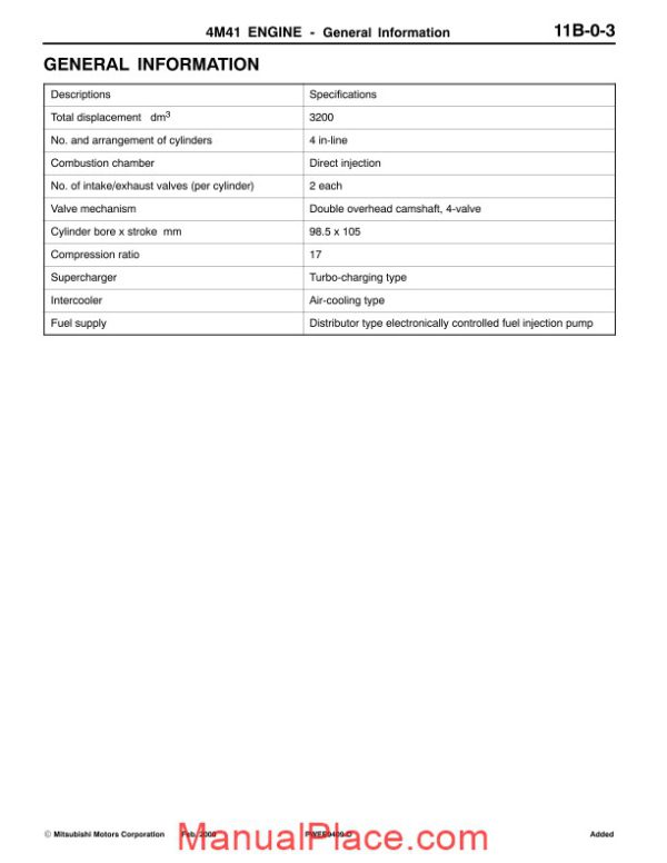 mitsubishi engine 4m41 workshop manual page 3