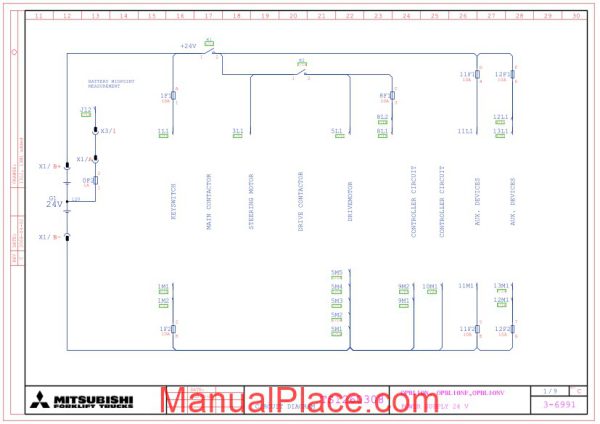 mitsubishi forklift trucks opbl10nf ts1260308 electrical circuit diargram page 1