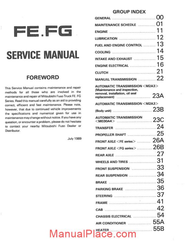 mitsubishi fuso 1990 1991 fe fg service manual page 2