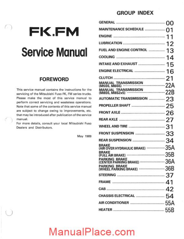 mitsubishi fuso 1990 1991 fk fm service manual page 2