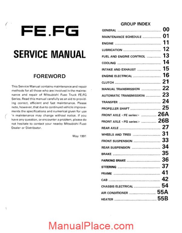 mitsubishi fuso 1992 95 fe fg service manual page 1