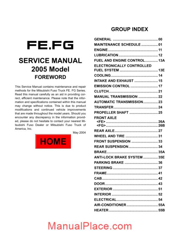 mitsubishi fuso 2005 fe fg service manual page 2