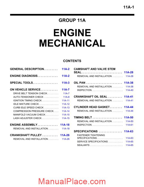 mitsubishi lancer evolution viii 2003 2006 engine mechanical page 1