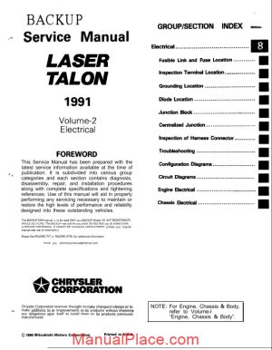 mitsubishi laser talon 1991 electrical service manual page 1