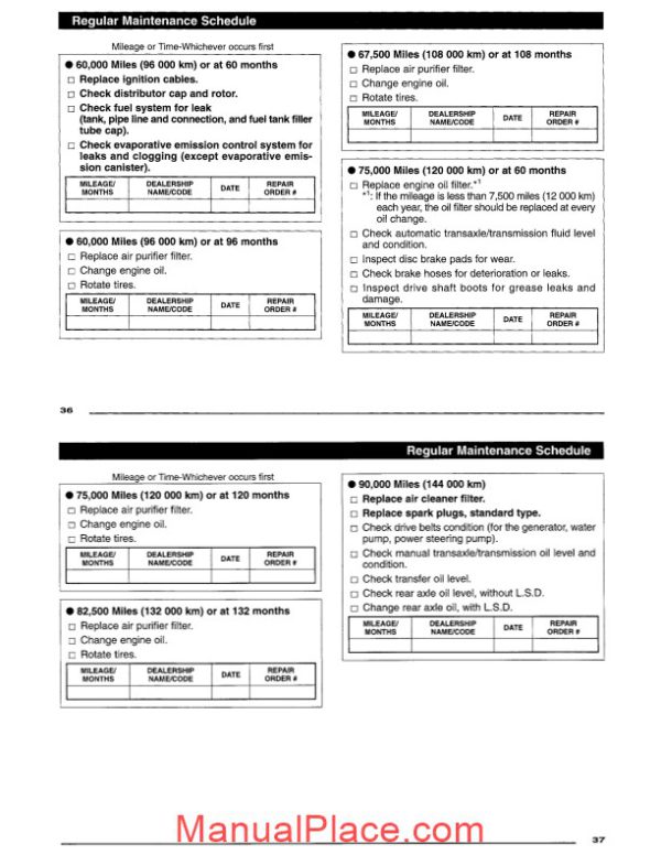 mitsubishi outlander 2003 fwd regular maintenance schedule page 4