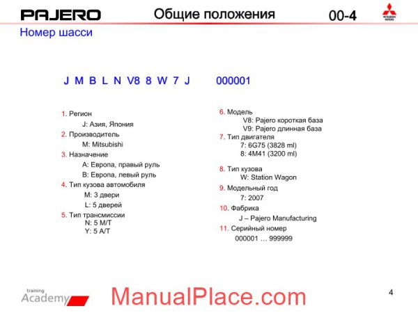 mitsubishi pajero 2007 technical manual ru page 4