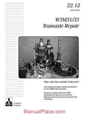 mitsubishi technical training w5m31 33 transaxle repairmodule page 1